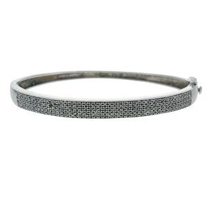 MISSING STONE Vintage Sterling Silver 925 Diamond 0.94ctw Bangle Bracelet 7.25"